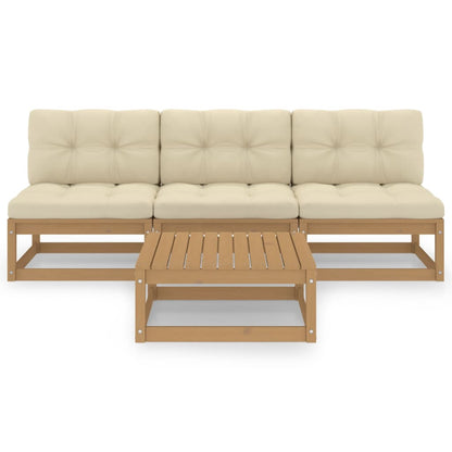 Set Divani da Giardino 4 pz con Cuscini Legno Massello Pino