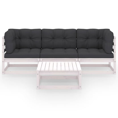 Set Divani da Giardino 4 pz con Cuscini Legno Massello Pino