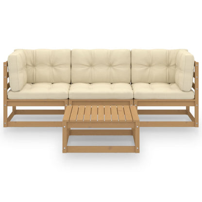 Set Divani da Giardino 4 pz con Cuscini Legno Massello Pino