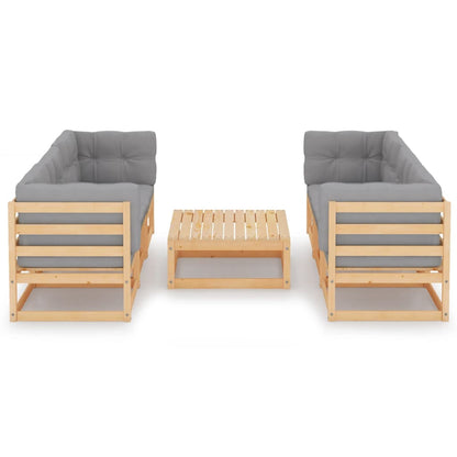 Set Divani da Giardino 7 pz con Cuscini Legno Massello di Pino