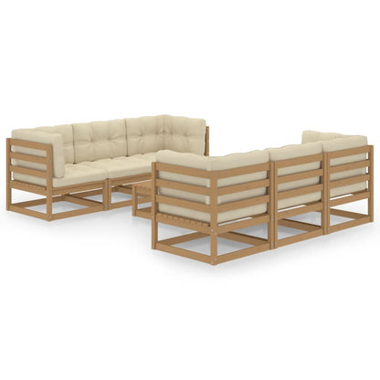 Set Divani da Giardino 7 pz con Cuscini Legno Massello di Pino