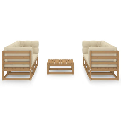 Set Divani da Giardino 7 pz con Cuscini Legno Massello di Pino