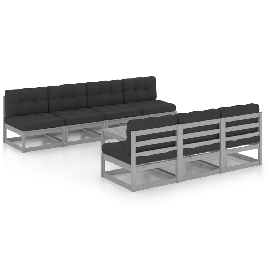 Set Divani da Giardino 8 pz con Cuscini Legno Massello Pino