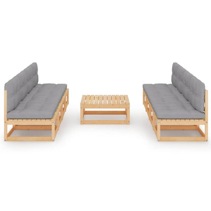 Set Divani da Giardino 9 pz con Cuscini Legno Massello di Pino