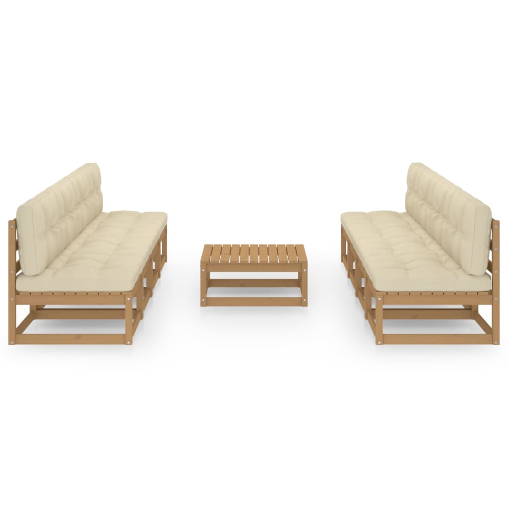 Set Divani da Giardino 9 pz con Cuscini Legno Massello di Pino