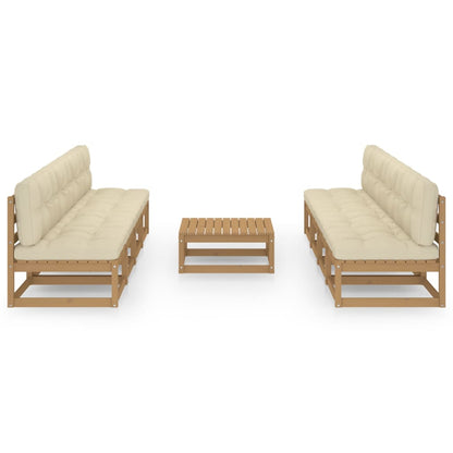 Set Divani da Giardino 9 pz con Cuscini Legno Massello di Pino