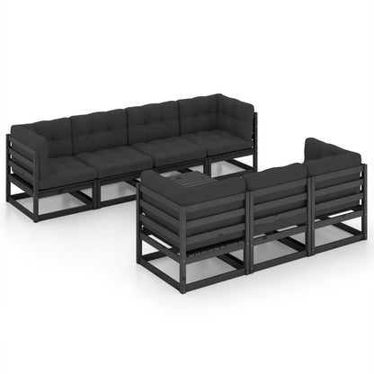 Set Divani da Giardino 8 pz con Cuscini Legno Massello di Pino