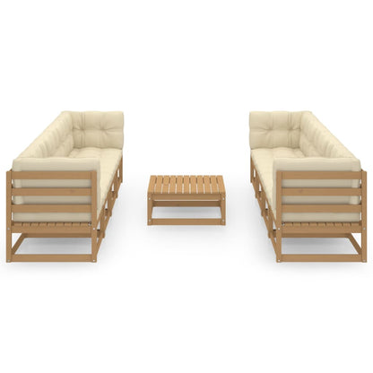 Set Divani da Giardino 9 pz con Cuscini Legno Massello di Pino