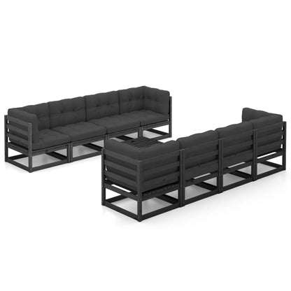 Set Divani da Giardino 9 pz con Cuscini Legno Massello di Pino