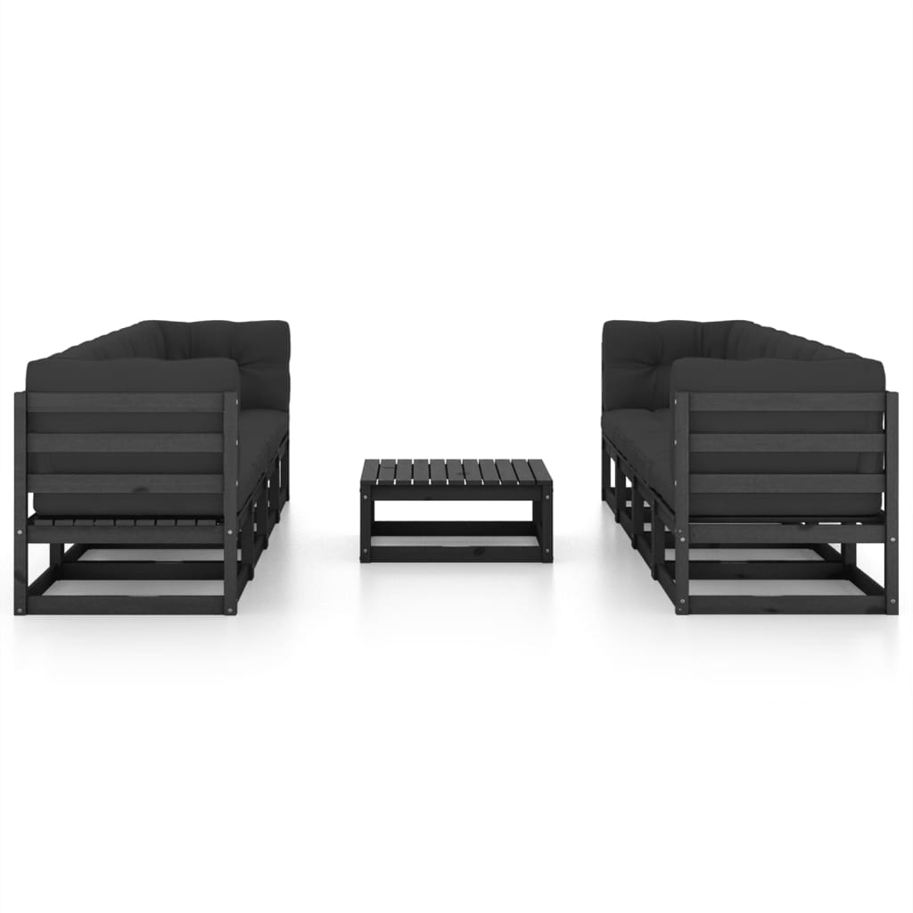 Set Divani da Giardino 9 pz con Cuscini Legno Massello di Pino