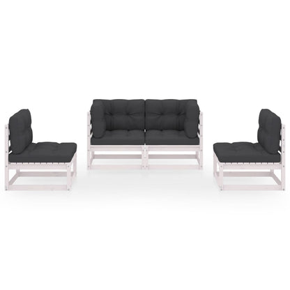 Set Divani da Giardino 4 pz con Cuscini Legno Massello Pino