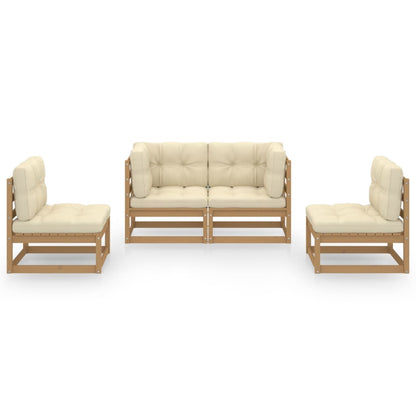 Set Divani da Giardino 4 pz con Cuscini Legno Massello Pino