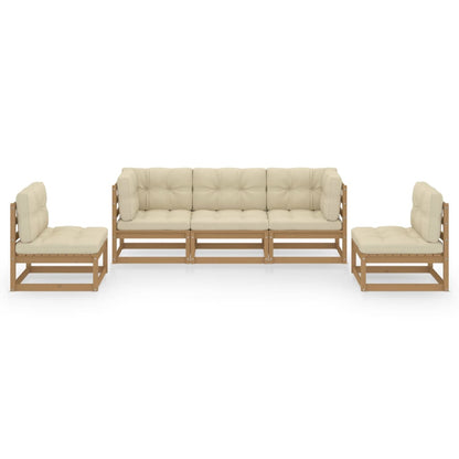 Set Divani da Giardino 5 pz con Cuscini Legno Massello di Pino