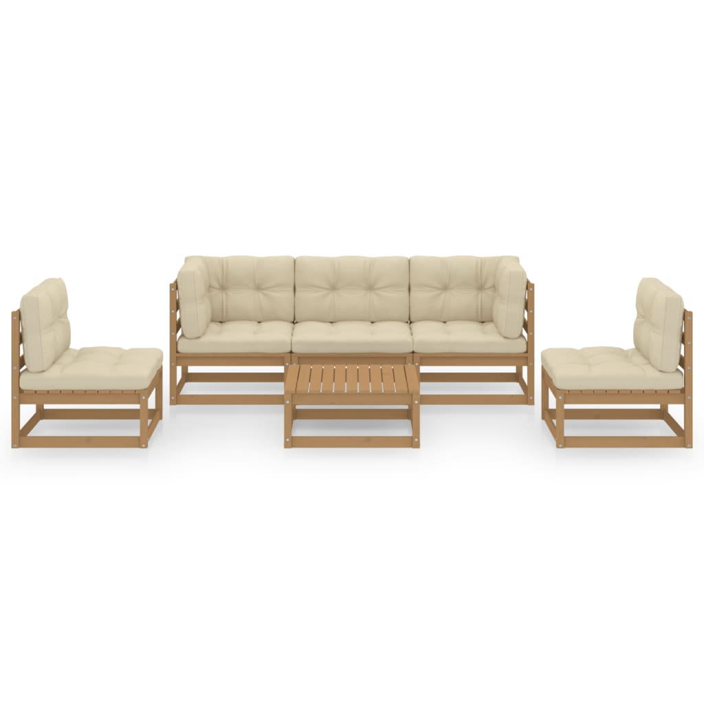 Set Divani da Giardino 6 pz con Cuscini Legno Massello di Pino