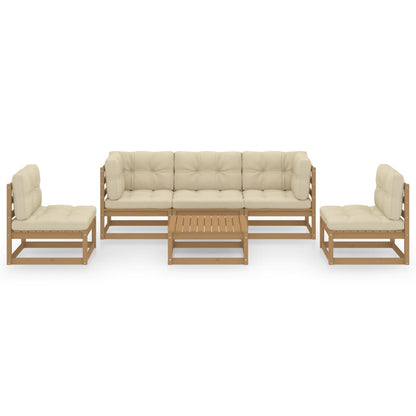 Set Divani da Giardino 6 pz con Cuscini Legno Massello di Pino