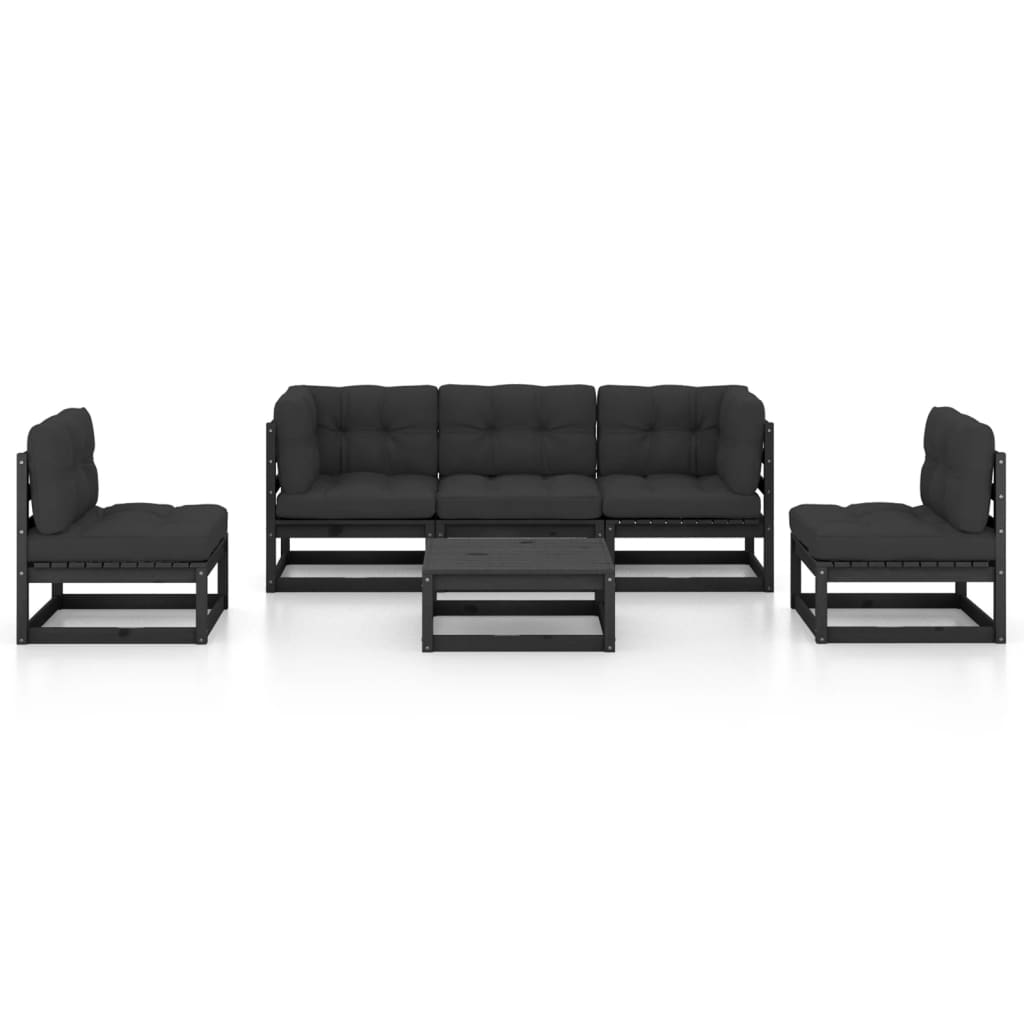 Set Divani da Giardino 6 pz con Cuscini Legno Massello di Pino