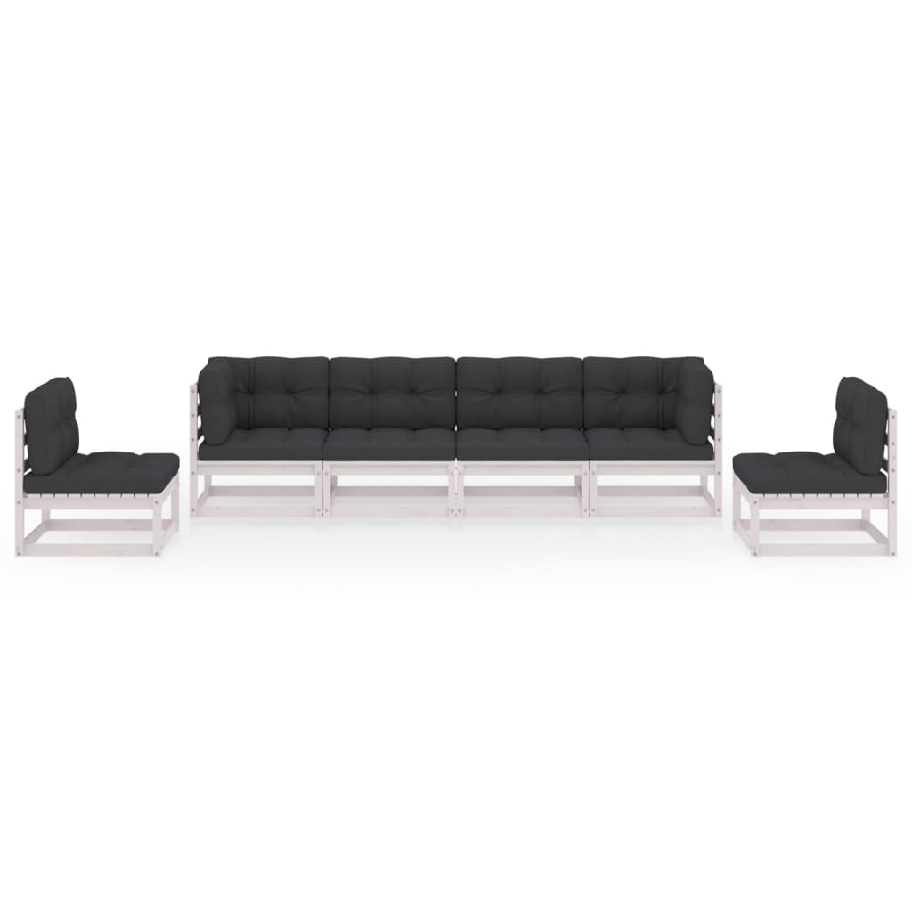 Set Divani da Giardino 6 pz con Cuscini Legno Massello Pino