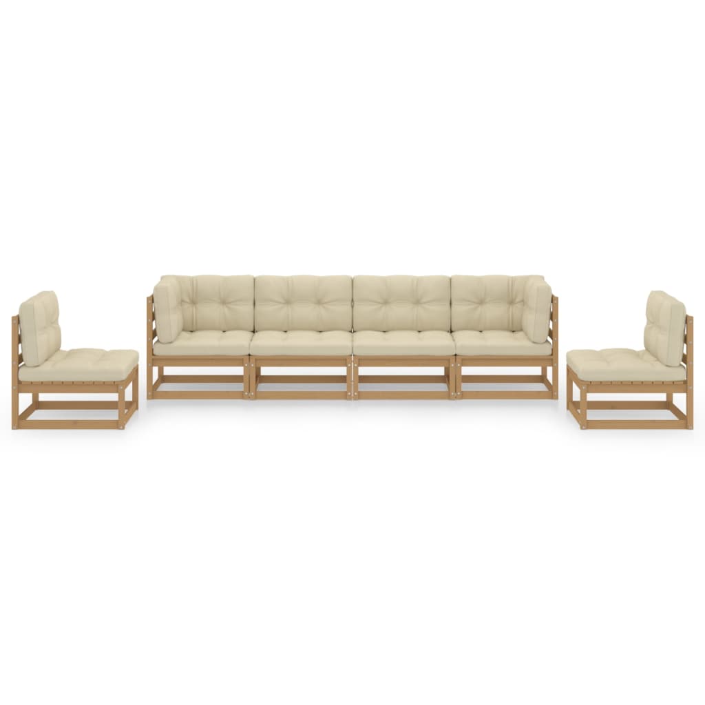 Set Divani da Giardino 6 pz con Cuscini Legno Massello Pino