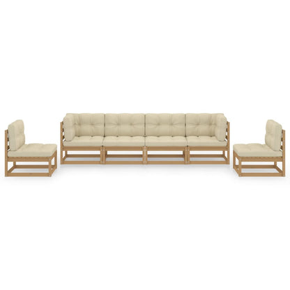 Set Divani da Giardino 6 pz con Cuscini Legno Massello Pino