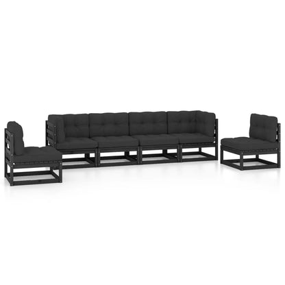 Set Divani da Giardino 6 pz con Cuscini Legno Massello Pino