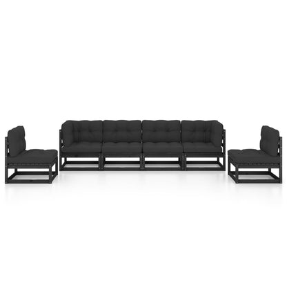Set Divani da Giardino 6 pz con Cuscini Legno Massello Pino