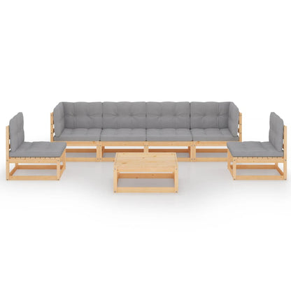 Set Divani da Giardino 7 pz con Cuscini Legno Massello di Pino