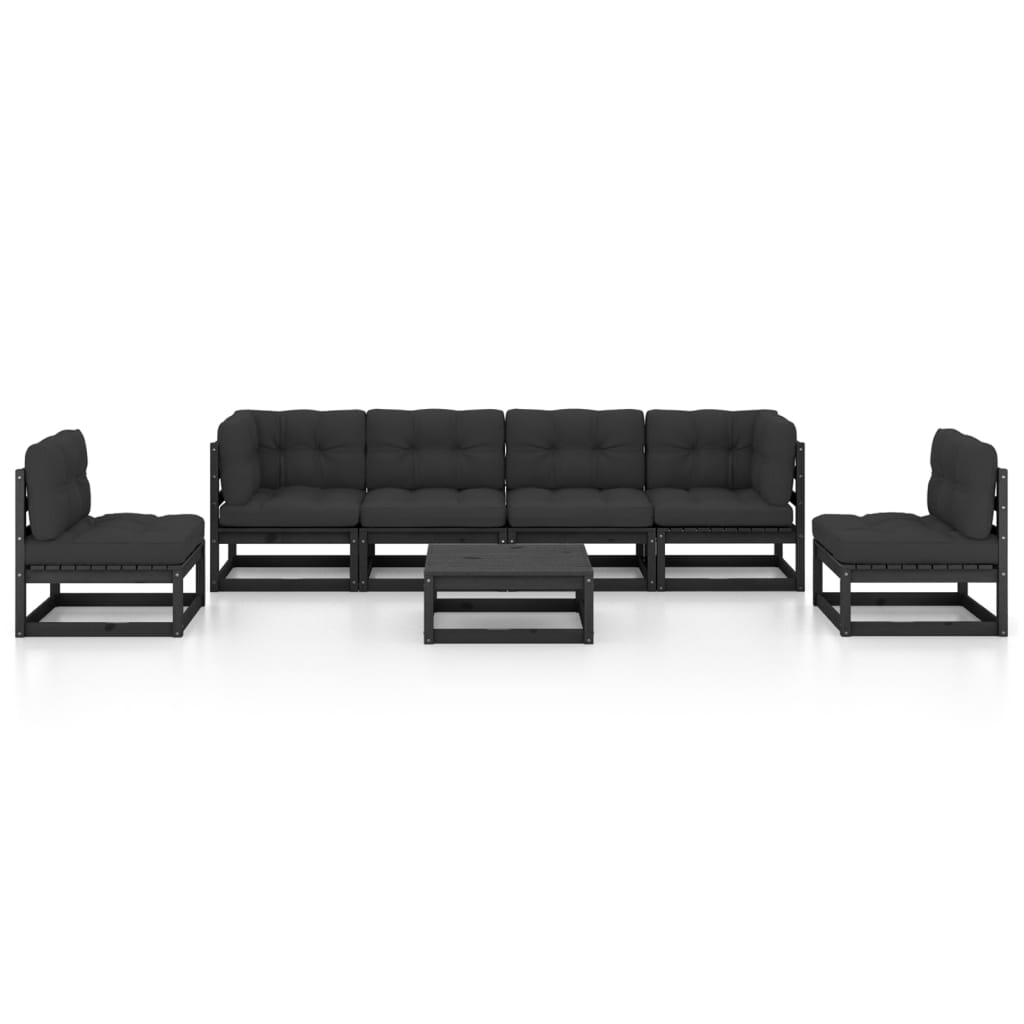 Set Divani da Giardino 7 pz con Cuscini Legno Massello di Pino