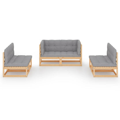 Set Divani da Giardino 6 pz con Cuscini Legno Massello Pino