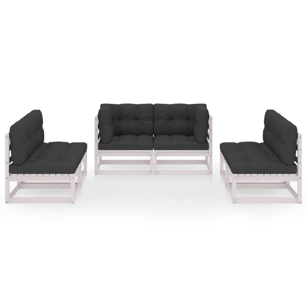 Set Divani da Giardino 6 pz con Cuscini Legno Massello Pino