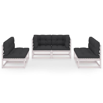 Set Divani da Giardino 6 pz con Cuscini Legno Massello Pino