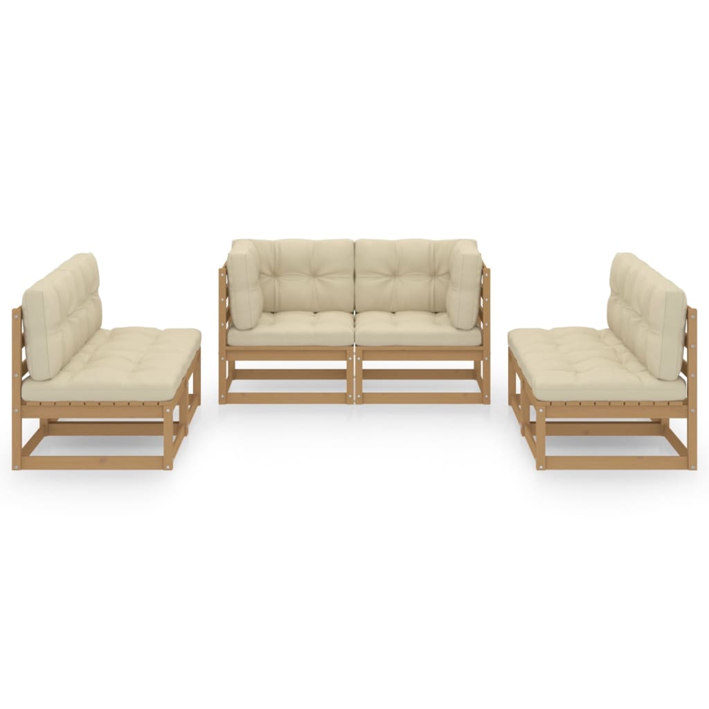 Set Divani da Giardino 6 pz con Cuscini Legno Massello Pino