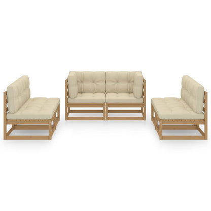 Set Divani da Giardino 6 pz con Cuscini Legno Massello Pino