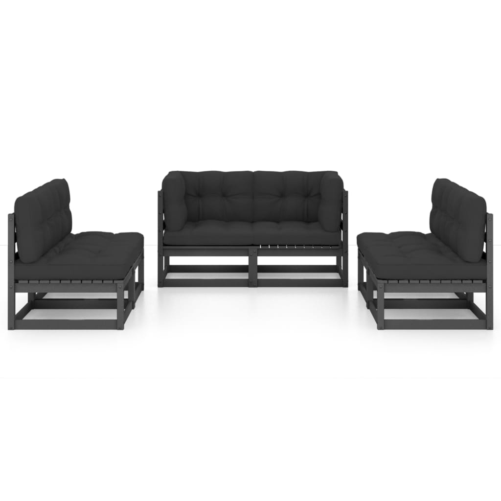 Set Divani da Giardino 6 pz con Cuscini Legno Massello Pino