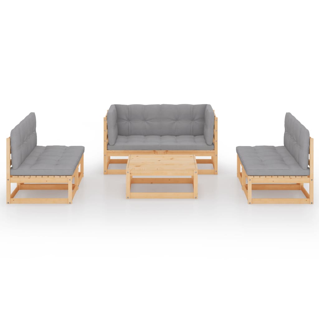 Set Divani da Giardino 7 pz con Cuscini Legno Massello di Pino