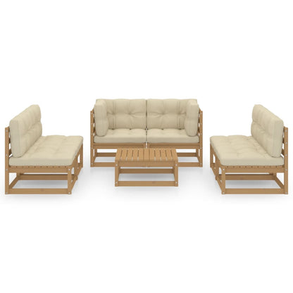 Set Divani da Giardino 7 pz con Cuscini Legno Massello di Pino