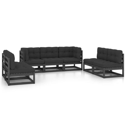 Set Divani da Giardino 7 pz con Cuscini Legno Massello di Pino