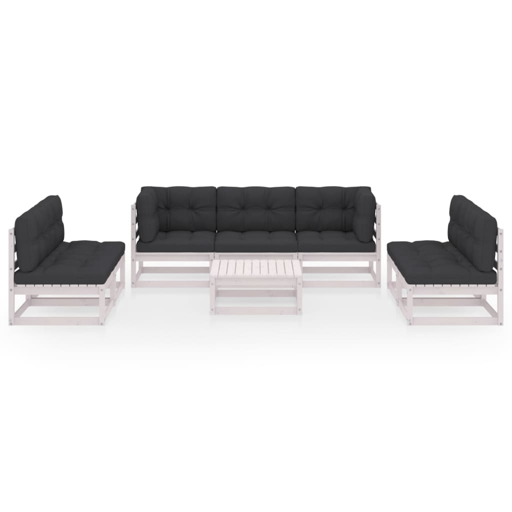 Set Divani da Giardino 8 pz con Cuscini Legno Massello di Pino