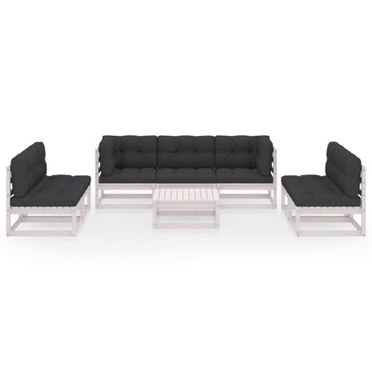 Set Divani da Giardino 8 pz con Cuscini Legno Massello di Pino