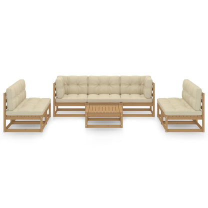 Set Divani da Giardino 8 pz con Cuscini Legno Massello di Pino