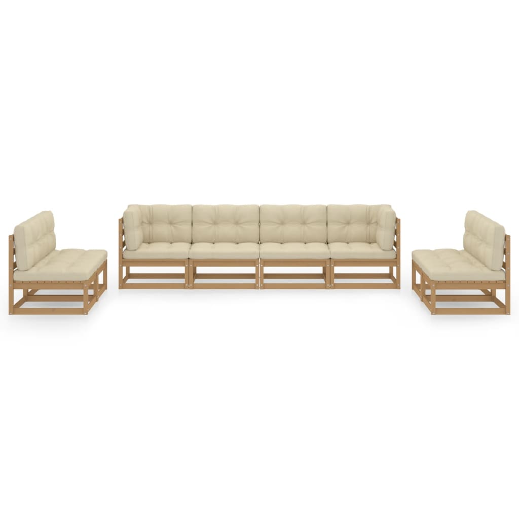 Set Divani da Giardino 8 pz con Cuscini Legno Massello Pino