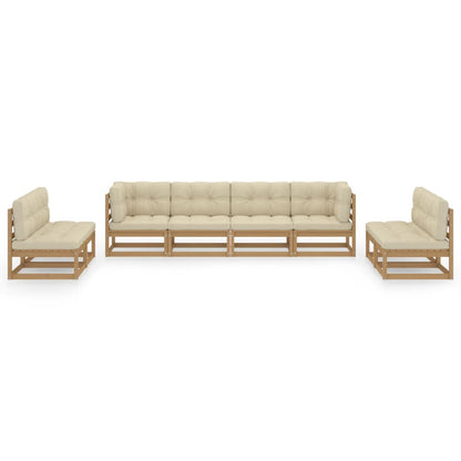 Set Divani da Giardino 8 pz con Cuscini Legno Massello Pino
