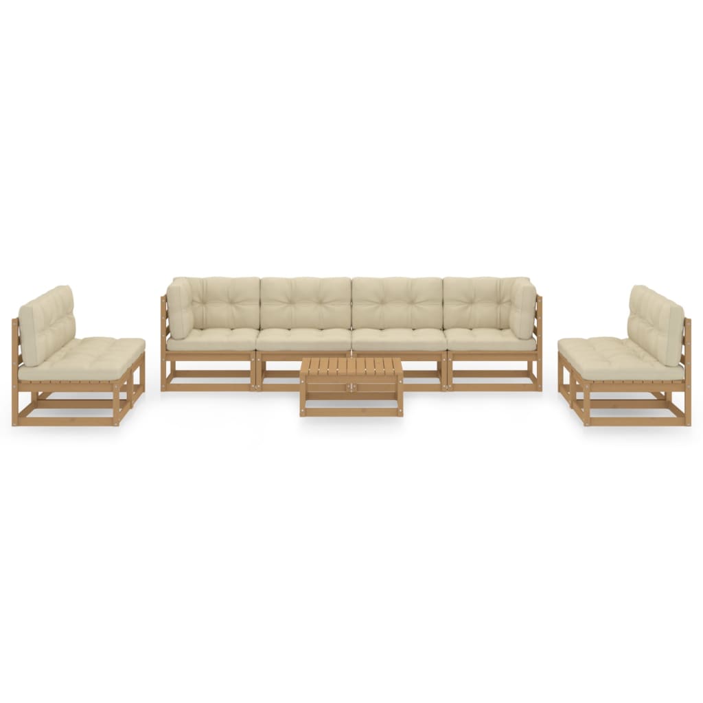 Set Divani da Giardino 9 pz con Cuscini Legno Massello di Pino