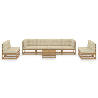Set Divani da Giardino 9 pz con Cuscini Legno Massello di Pino