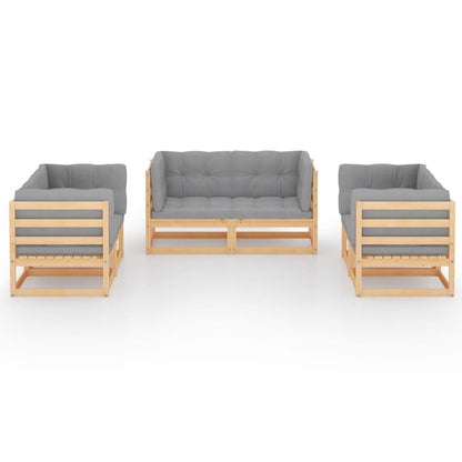 Set Divani da Giardino 6 pz con Cuscini Legno Massello Pino