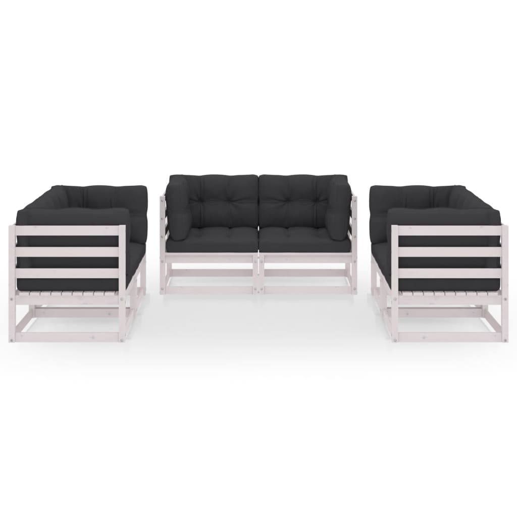 Set Divani da Giardino 6 pz con Cuscini Legno Massello Pino