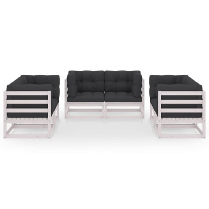 Set Divani da Giardino 6 pz con Cuscini Legno Massello Pino