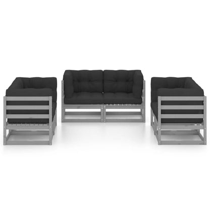 Set Divani da Giardino 6 pz con Cuscini Legno Massello Pino