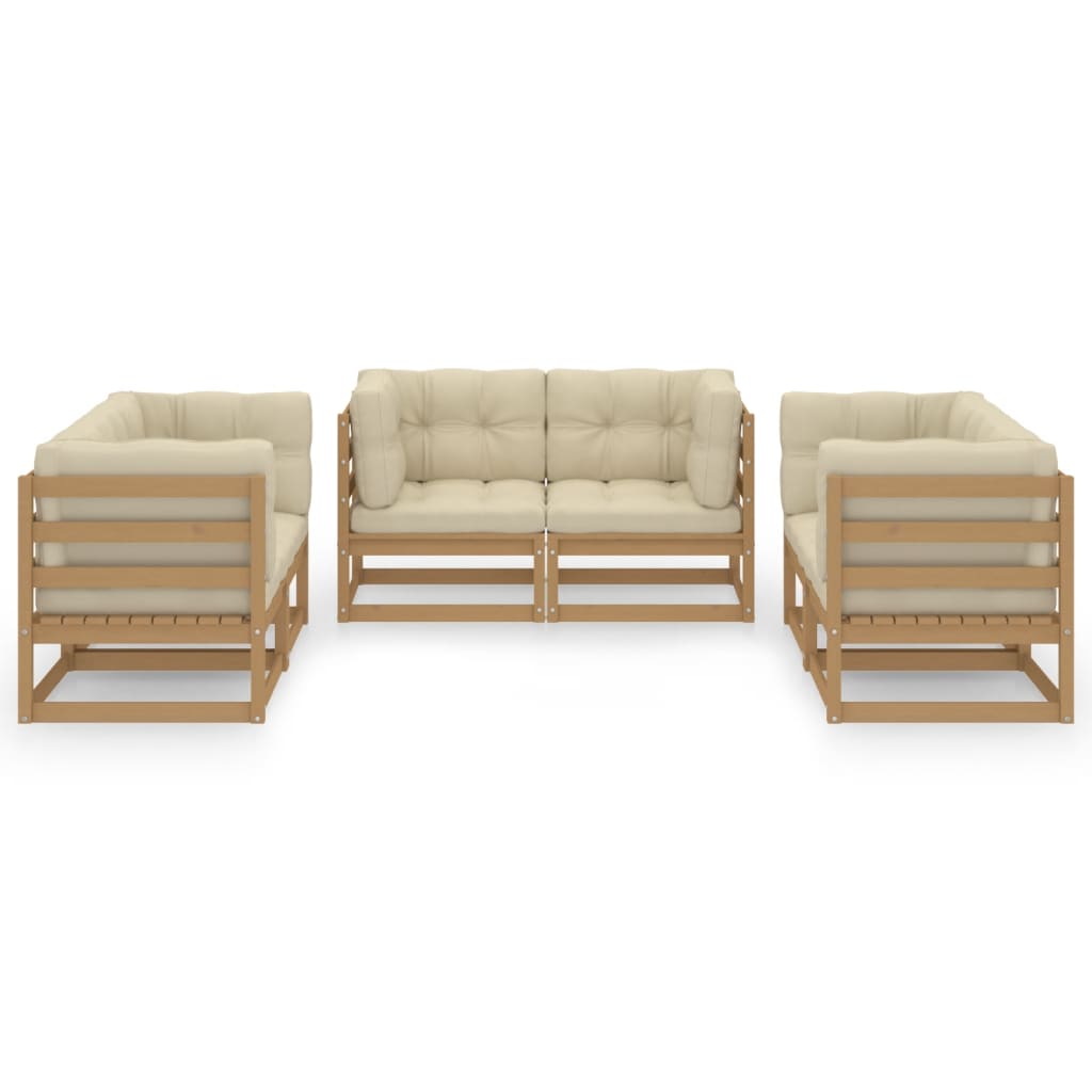 Set Divani da Giardino 6 pz con Cuscini Legno Massello Pino