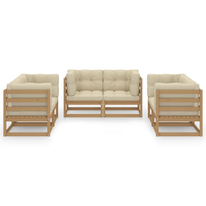 Set Divani da Giardino 6 pz con Cuscini Legno Massello Pino