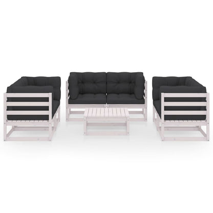 Set Divani da Giardino 7 pz con Cuscini Legno Massello di Pino